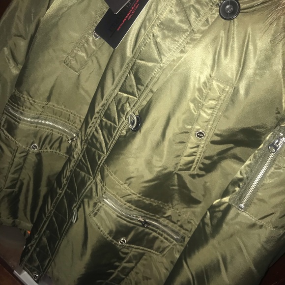 Green Faux Fur Puffer Jacket - Picture 7 of 8